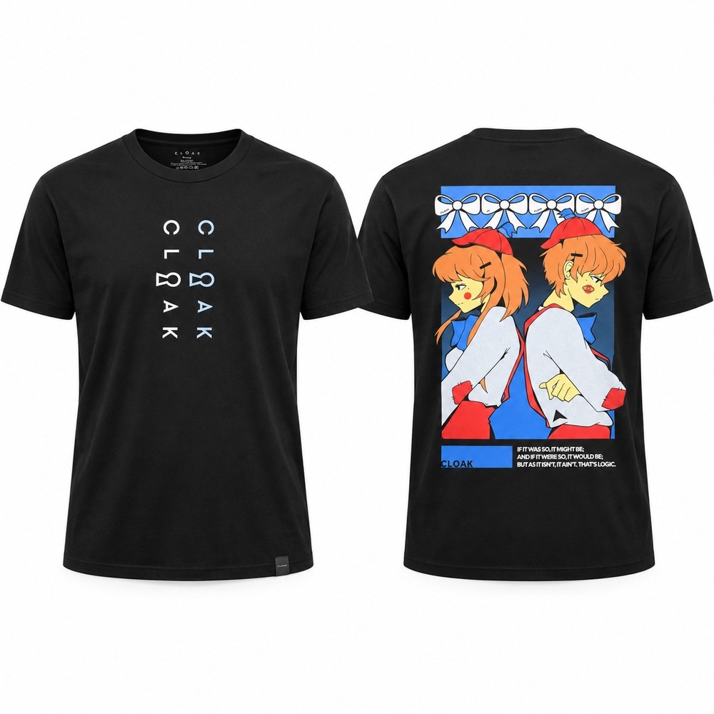 CLOAK Not Alice Tweedle Dee Tweedle Dum Mens Medium Anime Graphic T Shirt Black